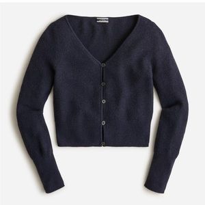 J. Crew Featherweight Cashmere Cropped Cardigan in Ink Navy